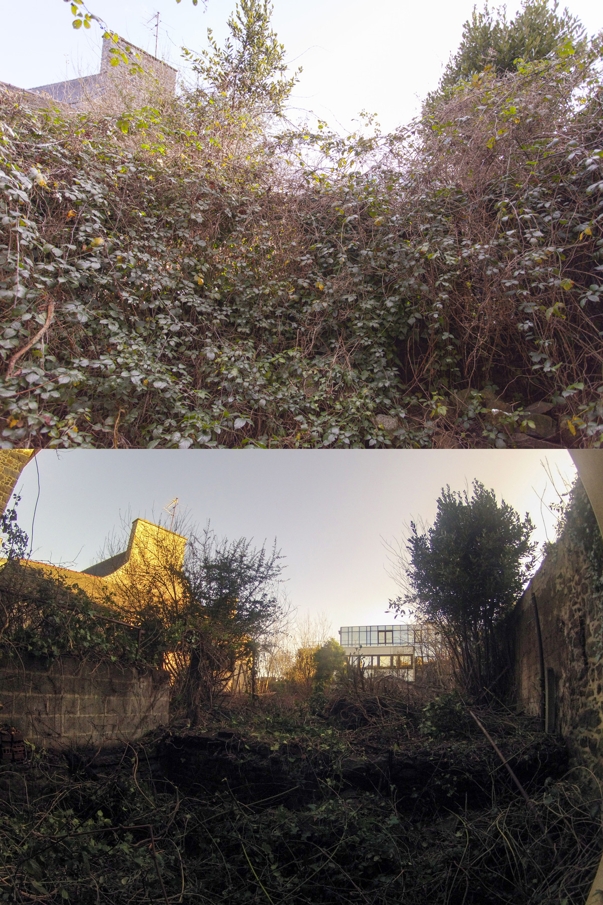 [kapoue] Restauration, très ancienne maison bretonne Jardin_cuisine_avant_apres