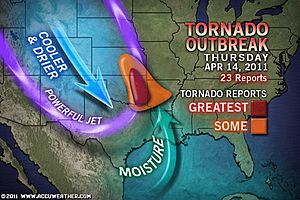 Histórico brote de Tornados: 3 Días, 289 informes de Tornado en 15 Estados  300x200_04171650_april14