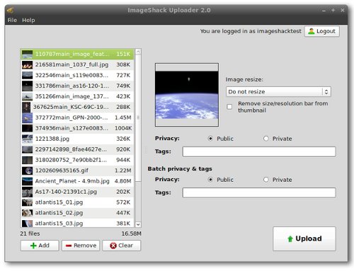 برنامج Imageshack Uploader للرفع صور كثير في نفس الوقت Imageshack