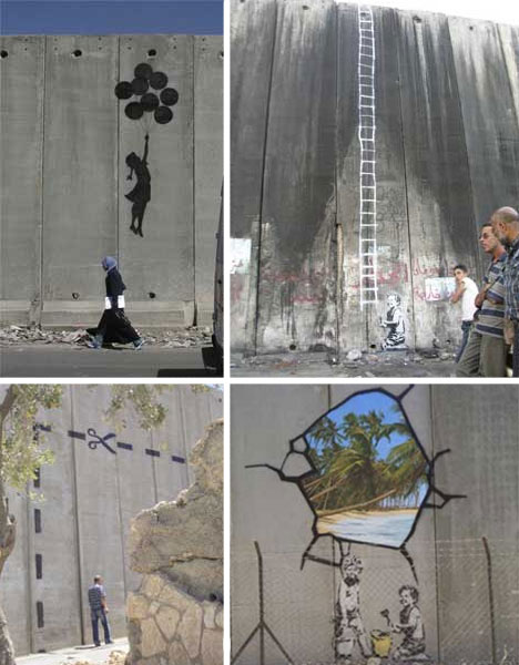 سيسقط الجدار Banksy-palestine-wall-graffiti