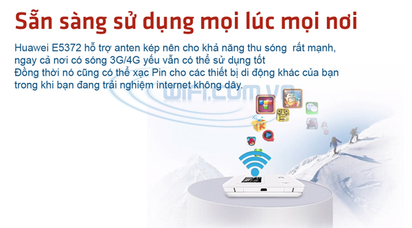 Modem wifi phát sóng trực tiếp từ sim 3G và 4G với tốc độ cực cao E5372c