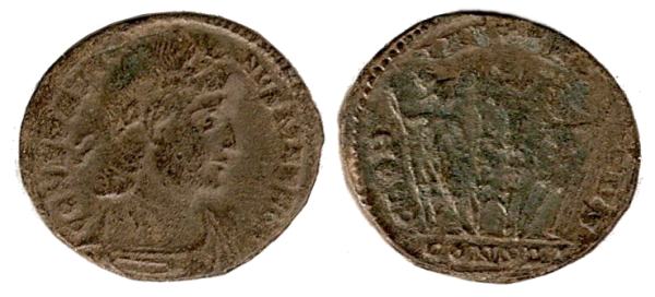 Follis de Constantino I Magno 330 - 333 d. C. GLORIA EXERCITVS. Constantinopolis _constantinople_RIC_VII_073v