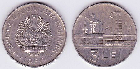 1 y 3 leu de Rumania de 1966 148-96