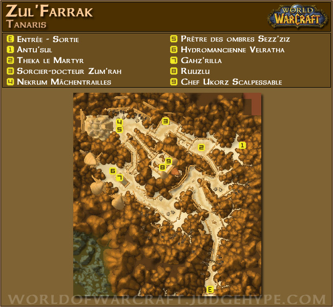 Carte de l'instance Zul'Farrak Zulfarrak