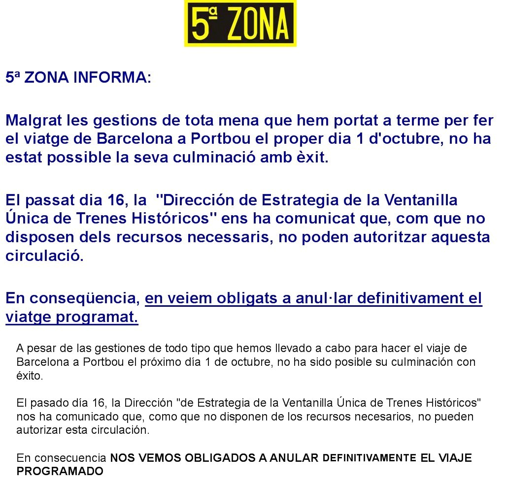 Viatges de 5ª Zona amb el Catalán Talgo 5azona