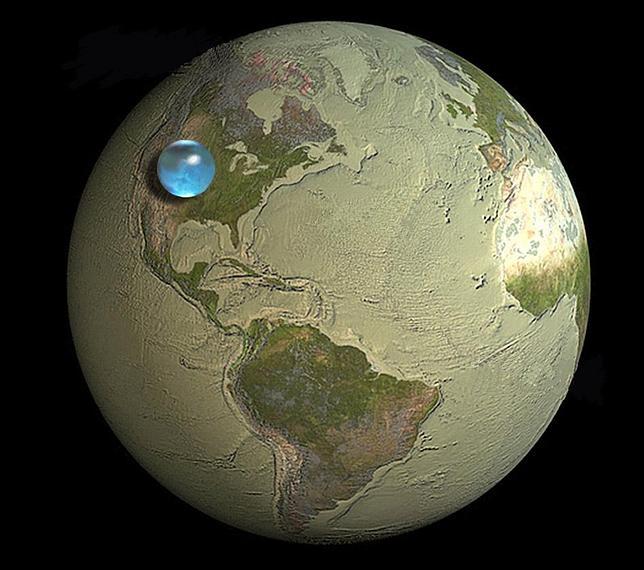 Toda el agua de la Tierra, en una esfera. Global-water-volume-large--644x570