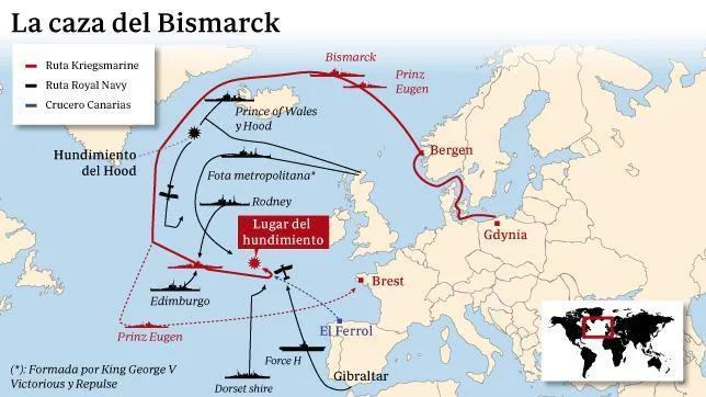 El día que España intentó rescatar al acorazado nazi «Bismarck» Hundimiento-acorazado-bismark-644x362--644x362