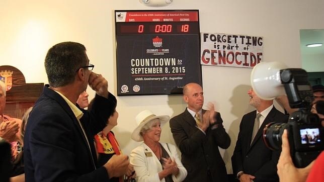 Intentan reventar con acusaciones de "genocidio" el multitudinario 450 aniversario de San Agustín de la Florida. Conmemoracion-florida-3--644x362