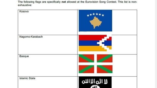 La ikurriña es una de las banderas prohibidas por Eurovisión junto a la del Estado Islámico Banderas-prohibidas--620x349