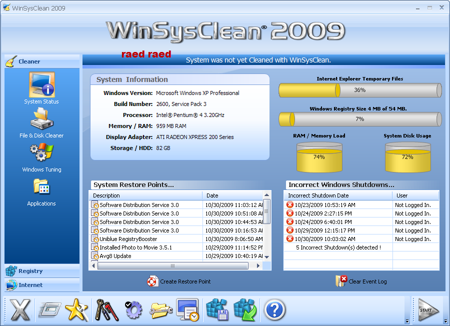 WinSysClean.2009.v9.05.build.3170.Bilingualلتنظيف الحاسوب+تسجيل 491_21256914097