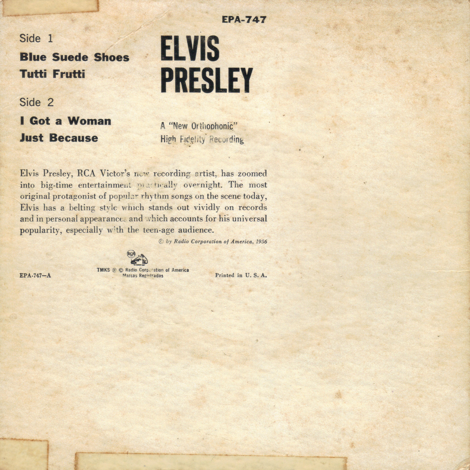 ELVIS PRESLEY Epa747brhjlb