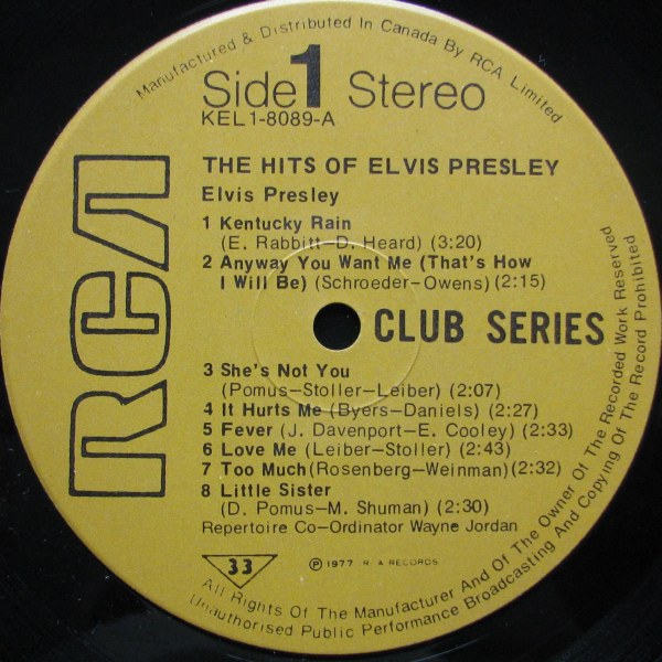 Presley - THE HITS OF ELVIS PRESLEY Kel1-8089-3uzx5o