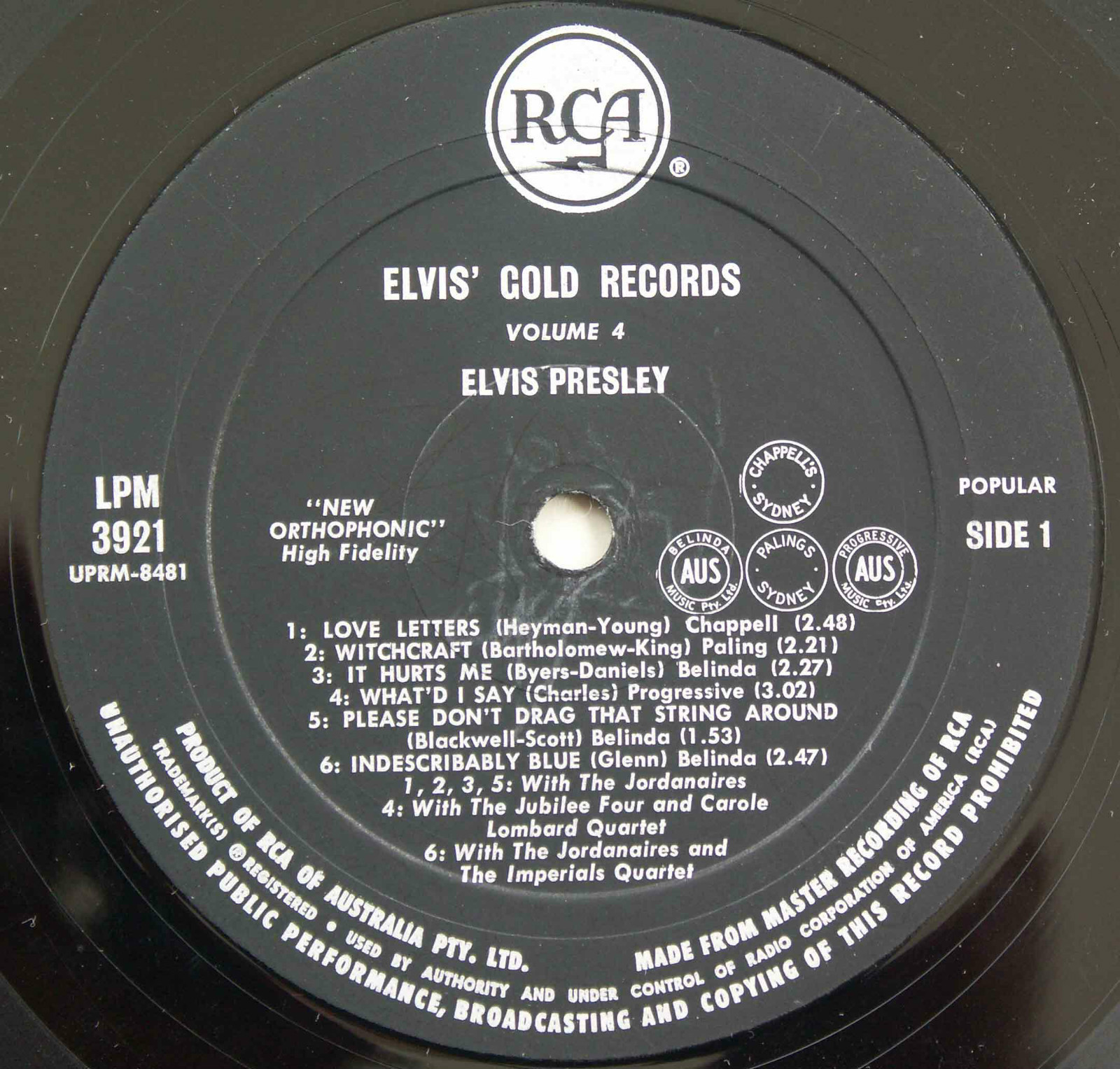 ELVIS GOLDEN RECORDS VOLUME 4  Lpm3921claesh