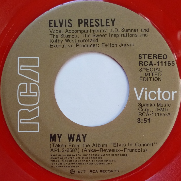 My Way / America (Special Limited Edition - Red Vinyl) Mywaycanadaside1labelibfr9