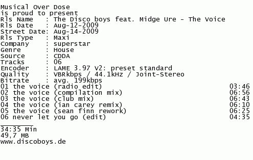 The Disco Boys Feat. Midge Ure  -  The Voice (2009) Nfo0sbz