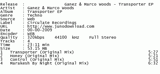 Ganez And Marco Woods - Transporter EP (2009) Nfo0t3v