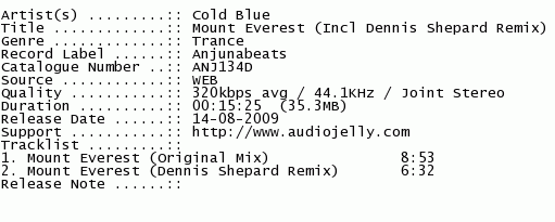 Cold Blue - Mount Everest  Incl Dennis Shepard Remix (2009) Nfo8pd1