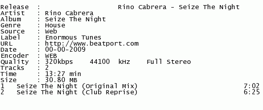 Rino Cabrera - Seize The Night (2009) Nfo9r9c