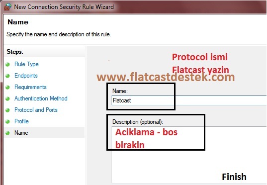 Windows 7 - Flatcast icin Firewall'da Port acmak W8qdni