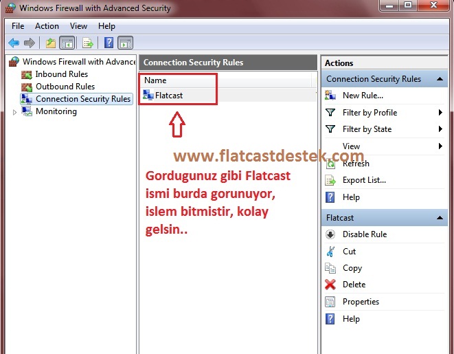 Windows 7 - Flatcast icin Firewall'da Port acmak W9ydml