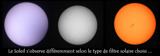 Les filtres en astronomie Soleil