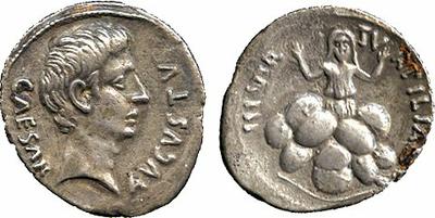 Denario de Augusto. TVRPILIANVS III VIR. Roma 1021512.m