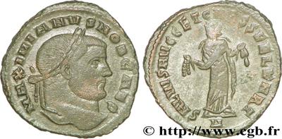 Nummus o follis de Galerio. SALVIS AVGG ET CAESS FEL KART. Cartago  64780.m