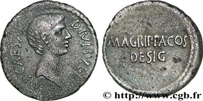 Denario de Octavio y Agripa. M. AGRIPPA. COS/ DESIG. Dedicada al Maestro1...Ben 422115.m