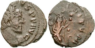 Antoniniano de cuño bárbaro a nombre de Tétrico I. FIDES MILITVM. 10364.m