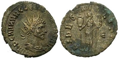 Antoniniano de Quintilo. FIDES MILITVM. Roma 22220.m