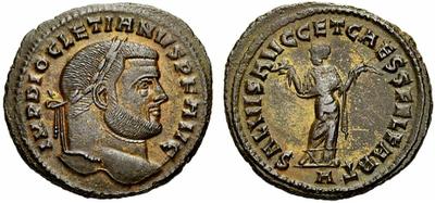 Nummus de Diocleciano. SALVIS AVGG ET CAESS FEL KART. Cartago. 1297659.m