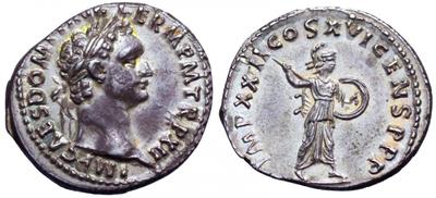 Denario de Domiciano. IMP XXII COS XVI CENS P P P - Minerva. Roma 1537900.m