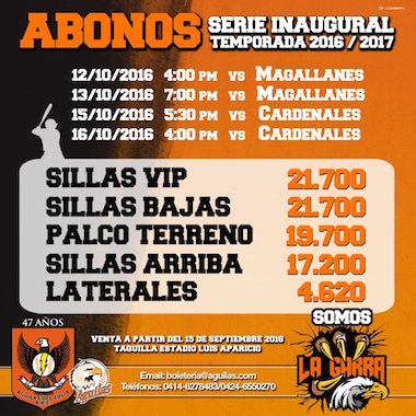 Abono serie inaugural temporada 2016-2017  Abono380