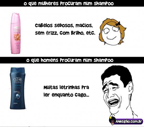 A diferença da Mulher e do Homen Na escolha do Shampoo Shampoo