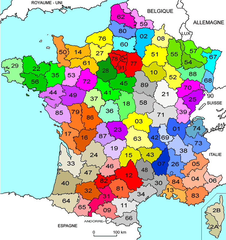 CARTE des départements de FRANCE Departement_reduit