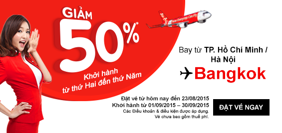 Chương trình Air Asia giảm 50% giá vé cho hành trình khám phá châu Á Airasia-giam-gia-50-pt