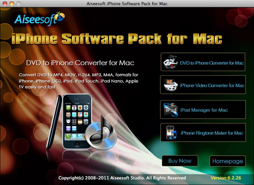 How to Rip DVD, Convert Video to iPhone, backup iPhone info, make iPhone Ringone For Windows/Mac Iphone-software-pack-for-mac