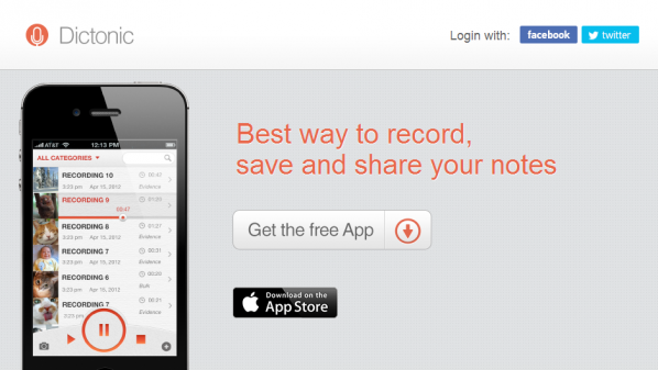 إطلاق تطبيق “Dictonic” لتسجيل الملفات الصوتية ومشاركتها عبر فيسبوك وتوتير Dictonic-Record-playback-from-iPhone-iPod-Touch-and-iPad-598x337