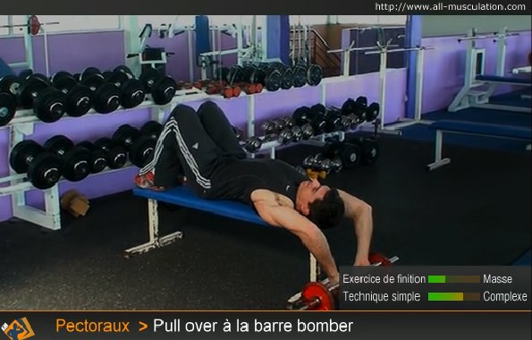 أفضل التمارين بالأثقال لعضلة الصدر Pectoraux-pull-over-barre-bomber-2