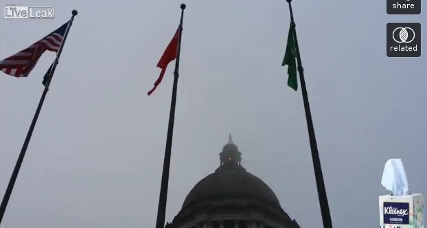 IN YOUR FACES NOW!!!!! Washington State Flies Chinese Communist Flag At State Capitol - US Patriots Come Out And Take It Down, Assisted By Law Enforcement Cftd2
