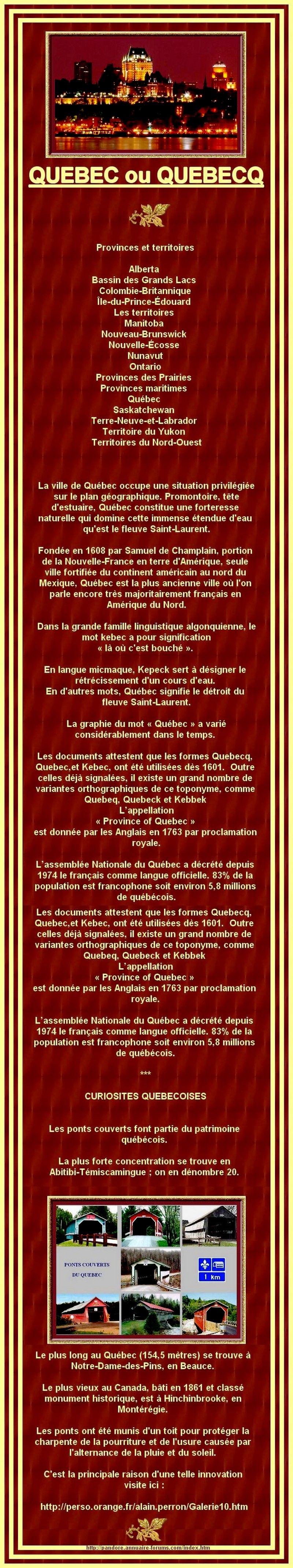 QUEBEC OU QUEBECQ ... VOIR AUSSI DANS SAVEZ-VOUS 14839073734c7d604cb889411