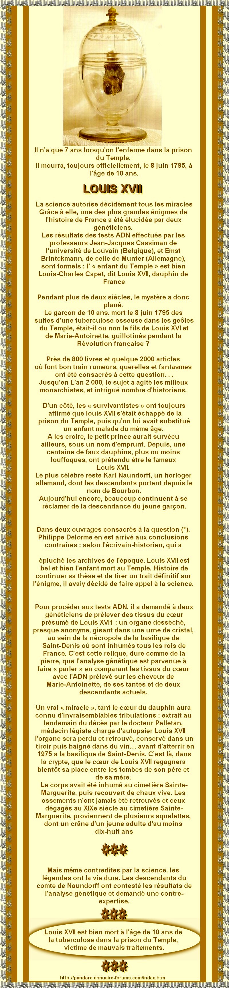 LOUIS XVII - L'ENFANT DU TEMPLE ETAIT-IL OUI OU NON LE FILS DE ? 2800503694dc9384681caa0b