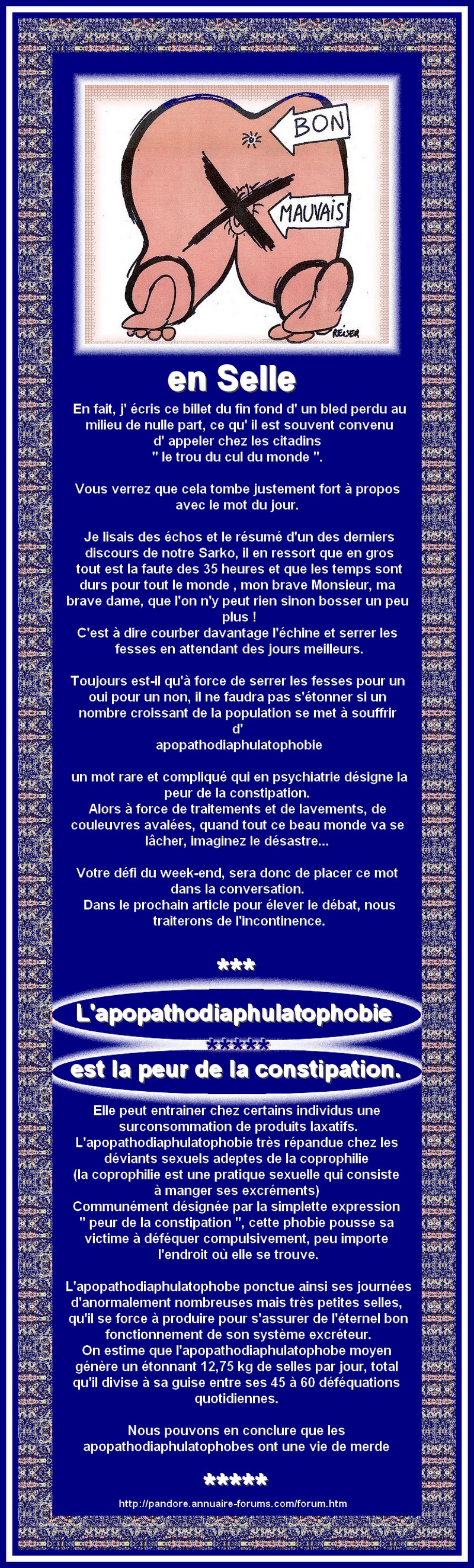 PEUR DE LA CONSTIPATION - APOPATHODIAPHULAT¨PHOBIE 7934868424b634f3701e791