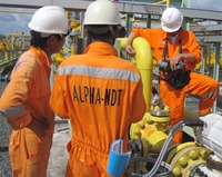 Alpha NDT kiểm tra NDT cho công tác lắp đặt, chạy thử giàn Thăng Long Đông Đô Huc