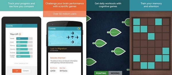 تطبيق Lumosity لتدريب الدماغ والذاكرة والإنتباه Lumosity-Android