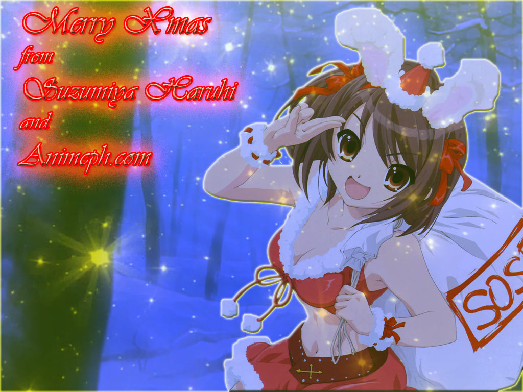 la beaute des mangas - Page 2 Wallpaper-Suzumiya-Haruhi-anime-Xmas