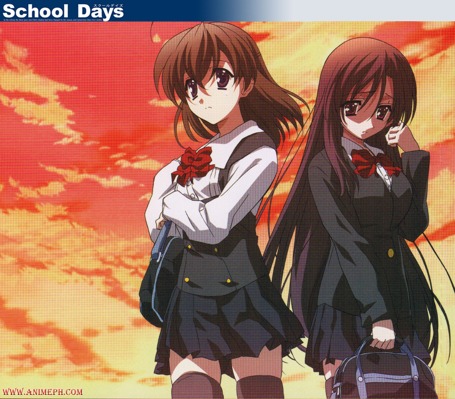 school girl anime Wallpaper-school-days-anime