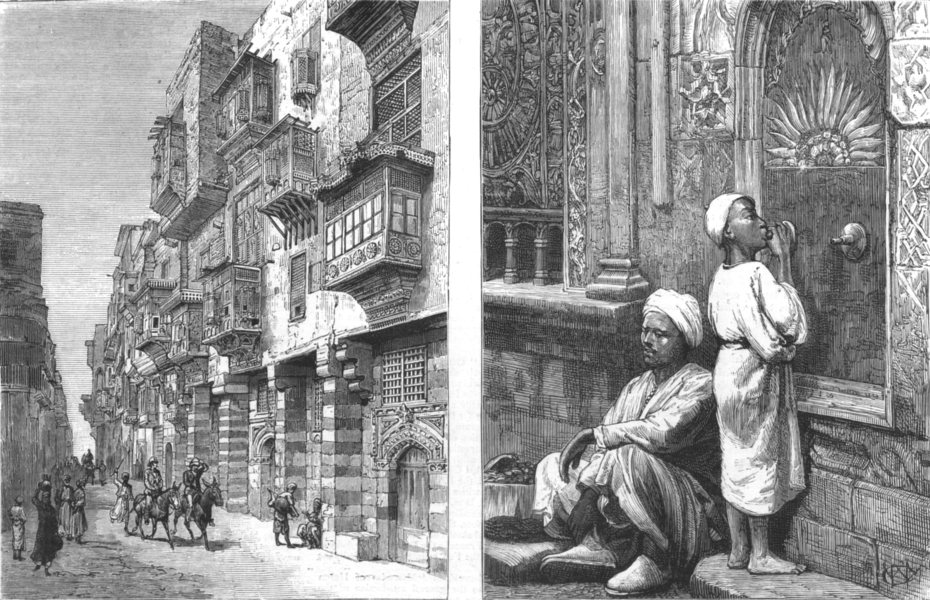 Fotos antiguas Egypt-a-street-in-cairo-old-style-drinking-at-a-fountain-cairo-print-1880-144041-p