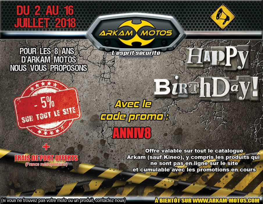 Anniversaire Arkam Motos - Code promo spécial 8 ans ! NEWSLETTER_ANNIV80