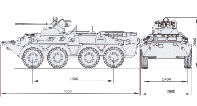 Blindados a Rueda del Ejército Bolivariano BTR-80A_Line_Drawing_Russia_01